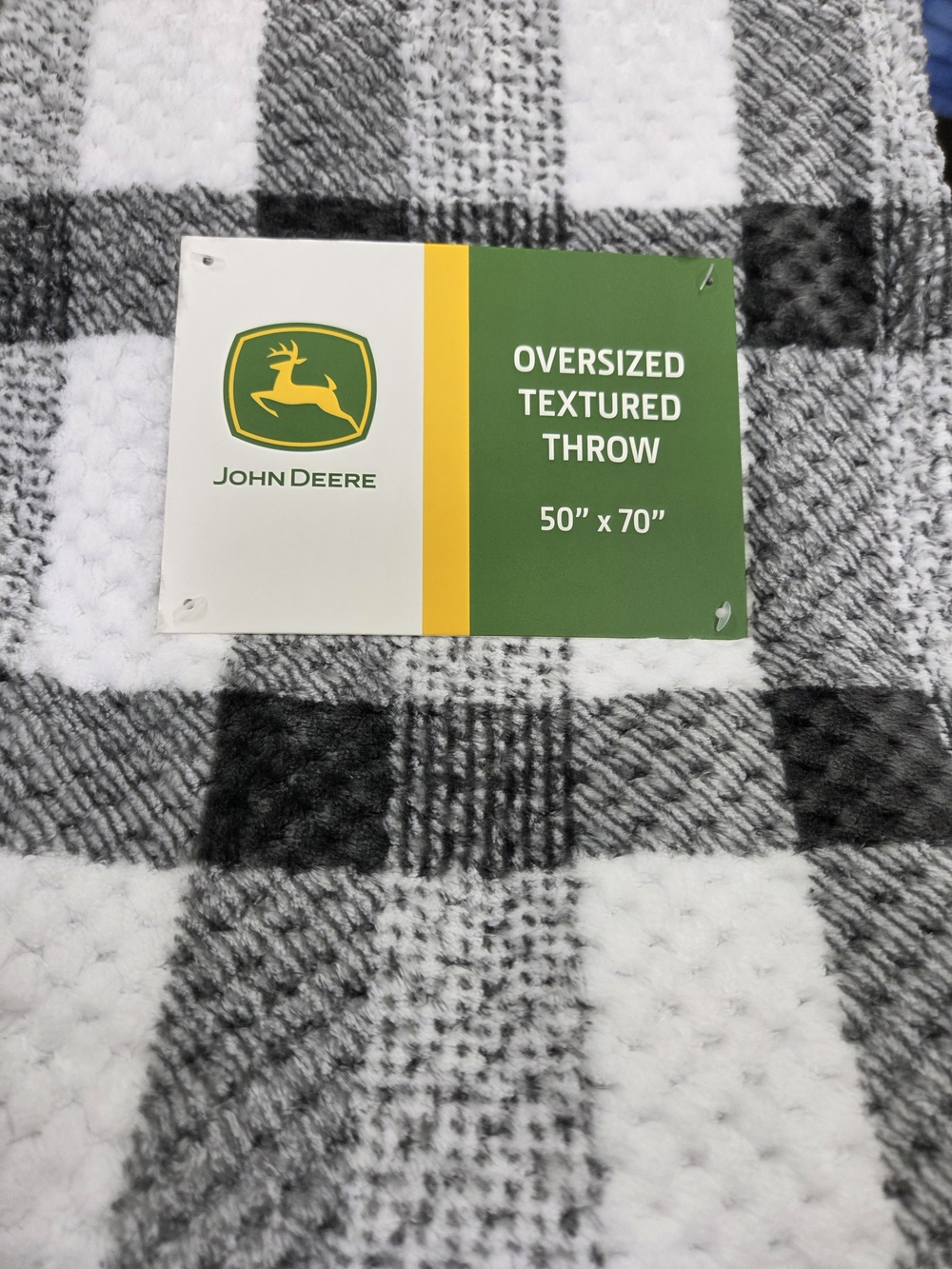 John Deere Oversized Textured Throw - Black, White, Gray